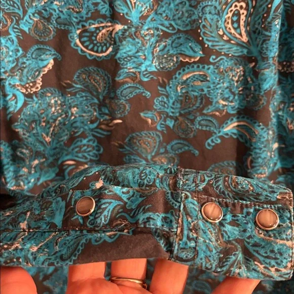 Men's Blue Paisley Western Button Up Shirt Cody James Authentic Western Wear - Picture 14 of 17